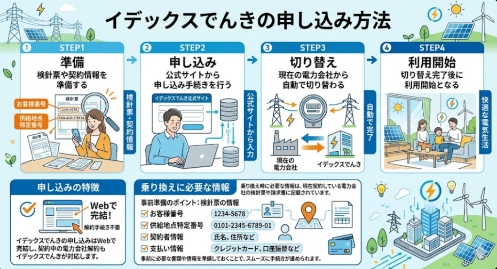 イデックスでんき 申し込み手順
