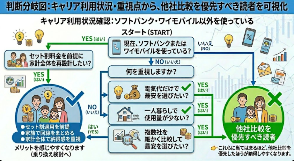 ソフトバンクでんき 向いていない人 分岐図