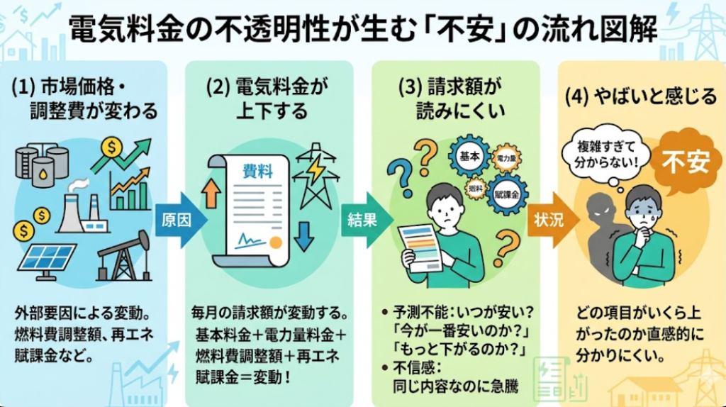 電気料金不透明 不安