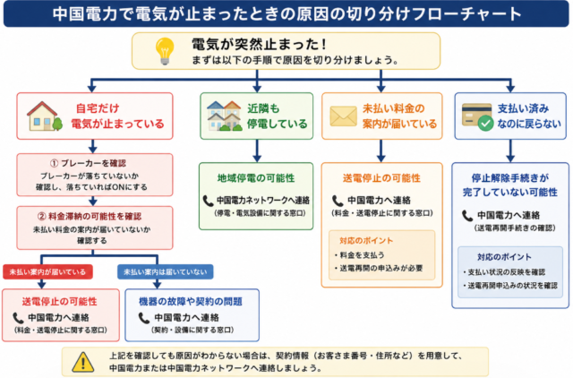 中国電力 電気止まる 分岐図