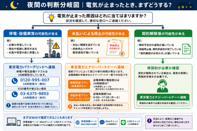 東京電力 夜間対応 分岐図