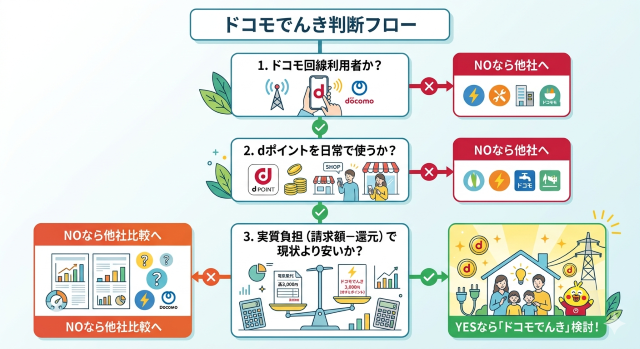 ドコモ電気 口コミに惑わされずにドコモでんきを選ぶための判断フロー