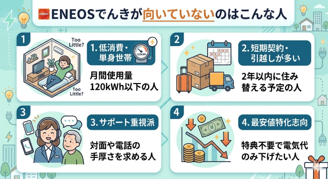 エネオスでんき 口コミで見る向いていない人の特徴