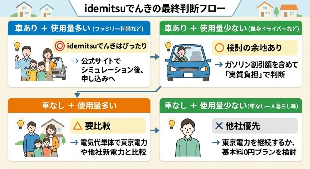 idemitsuでんき 口コミから見る最終判断フロー