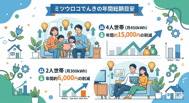 ミツウロコでんき 口コミで知る年間総額目安