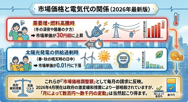 市場価格と電気代の関係