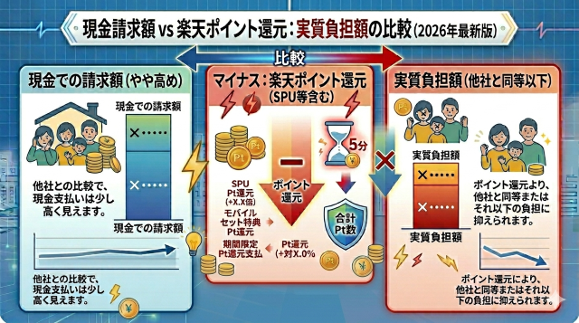 楽天でんきの実質負担額算出イメージ