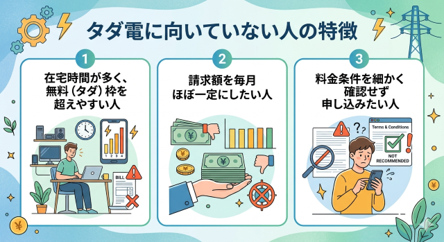 タダ電 口コミをもとに考える向いていない人の特徴