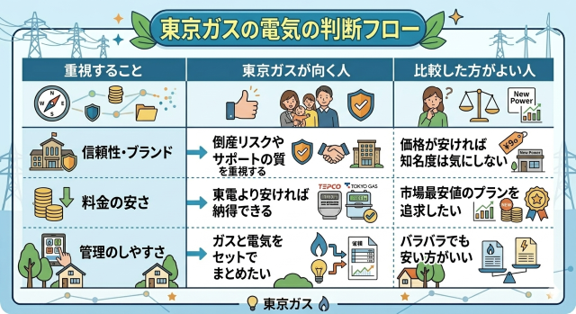 東京ガス 口コミでわかる判断フロー