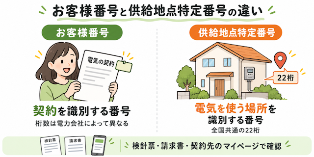 お客様番号と供給地点特定番号の違い