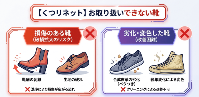 くつリネット 取り扱いできない靴 図解