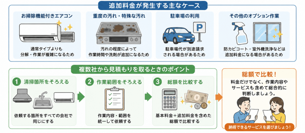 ハウスクリーニング 追加料金 図解