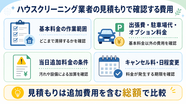 ハウスクリーニング見積もりの費用チェック