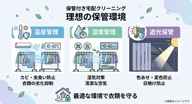 保管付き宅配クリーニングの保管環境 図解