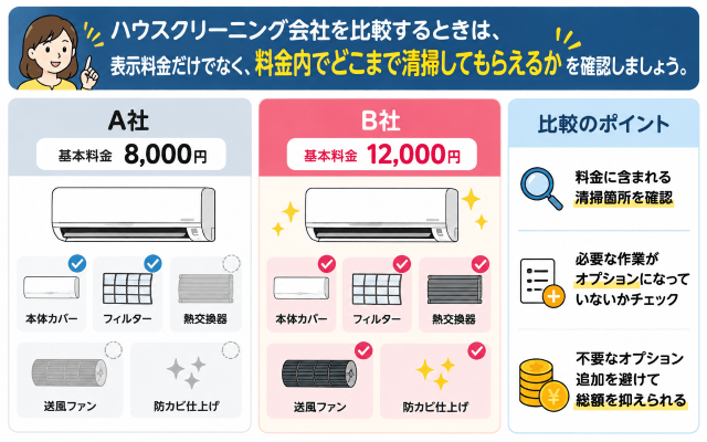 料金に含まれる清掃範囲を確認する 図解