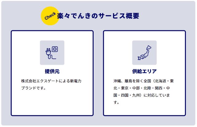 楽々でんき 提供エリア