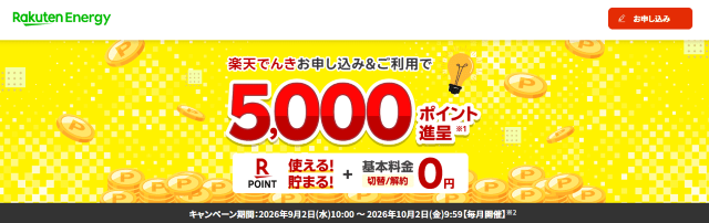 楽天でんき 新規キャンペーン5,000ポイント