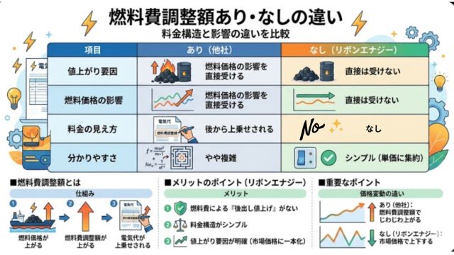 燃料調整額のありなしの違い 図解