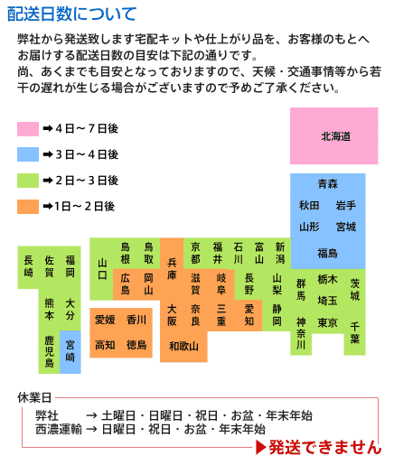 配送日数 しももとクリーニング
