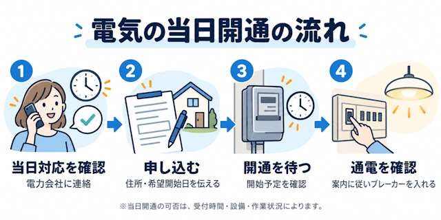 電気当日開通の流れ